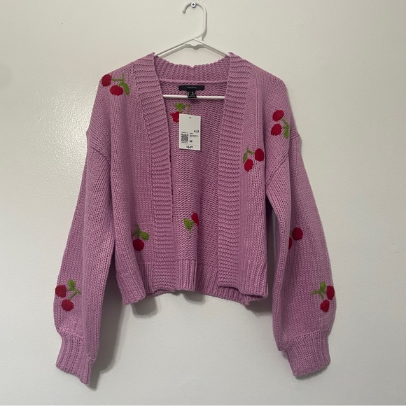 NWT Forever 21 Cherry Cardigan Sweater | Size: Medium - Picture 3 of 5